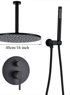 VALISA Zwarte Inbouw Douche Set Badkamer Kraan Douche 40cm Plafond