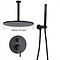 Zwarte Inbouw Douche Set Badkamer Kraan Douche 40cm Plafond