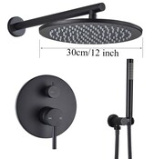 VALISA Zwarte Inbouw Douche Set Badkamer Kraan Douche 30cm muur