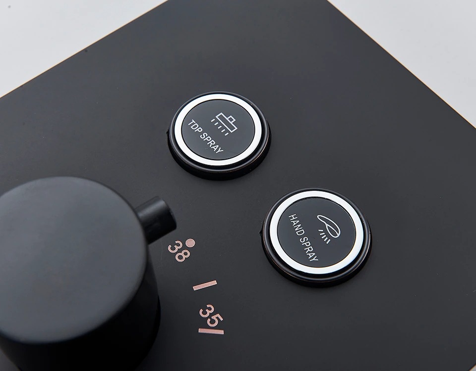 Shop nu deze Luxe thermostatische regendouche wand kraan bad douche set zwart D 3weg 40cm muur op Valisa.nl