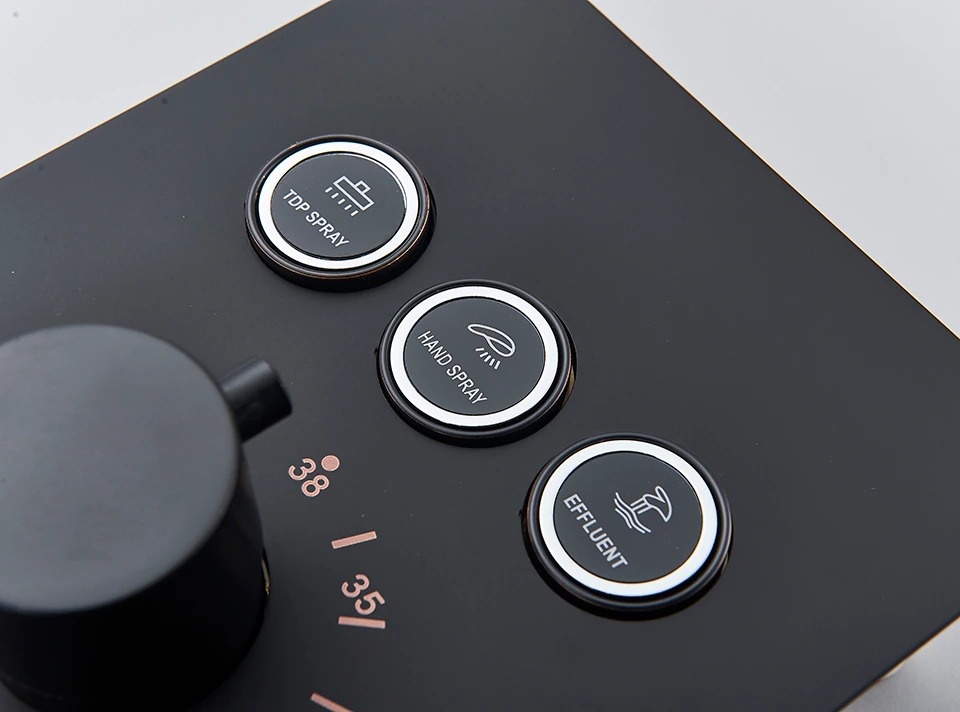 Shop nu deze Luxe thermostatische regendouche wand kraan bad douche set zwart D 3weg 40cm muur op Valisa.nl