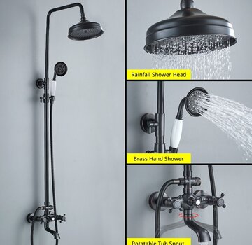 VALISA Douche kraan set 8 inch regenval zwart brons B