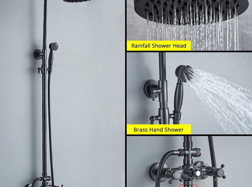 VALISA Douche kraan set 8 inch regenval zwart brons C