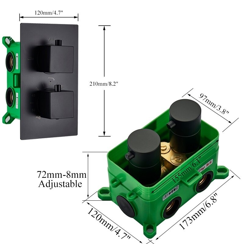 Shop nu deze Thermostaat douchekraan regendouche mat zwart inbouw LED Muur 25cm 2weg op Valisa.nl
