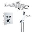 VALISA Luxe thermostaat inbouw douche kraan wand regendouche set chroom 2 weg 40cm muur