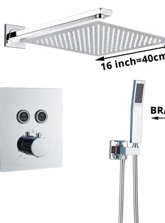 VALISA Luxe thermostaat inbouw douche kraan wand regendouche set chroom 2 weg 40cm muur