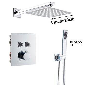 VALISA Luxe thermostaat inbouw douche kraan wand regendouche set chroom 2 Weg 20cm muur