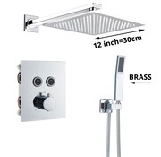 VALISA Luxe thermostaat inbouw douche kraan wand regendouche set chroom 2 weg 30cm muur