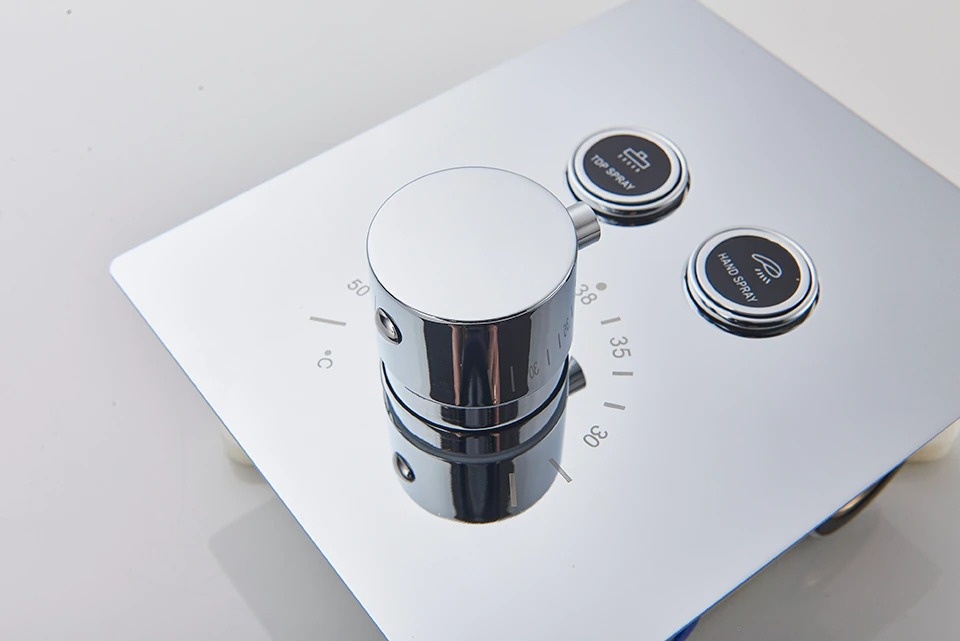 Shop nu deze Luxe thermostaat inbouw douche kraan wand regendouche set chroom 2 weg 30cm muur op Valisa.nl