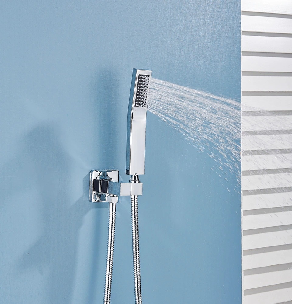 Shop nu deze Luxe thermostaat inbouw douche kraan wand regendouche set chroom 2 weg 30cm muur op Valisa.nl
