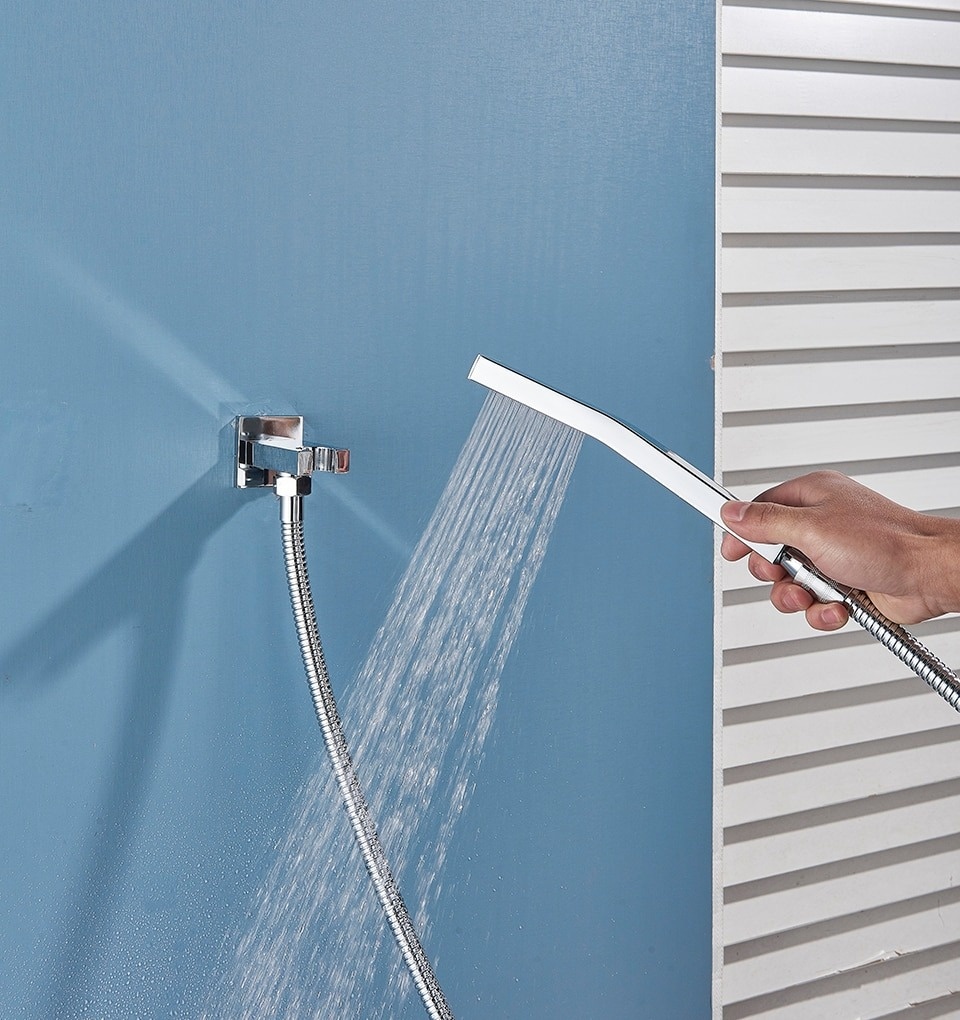 Shop nu deze Luxe thermostaat inbouw douche kraan wand regendouche set chroom 2 weg 30cm muur op Valisa.nl