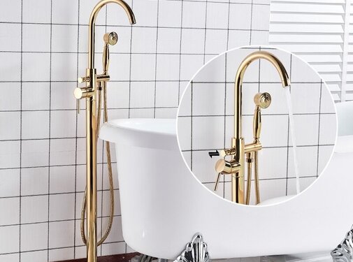 VALISA Vrijstaand Vloer Bad Mengkraan Met Handdouche Goud D