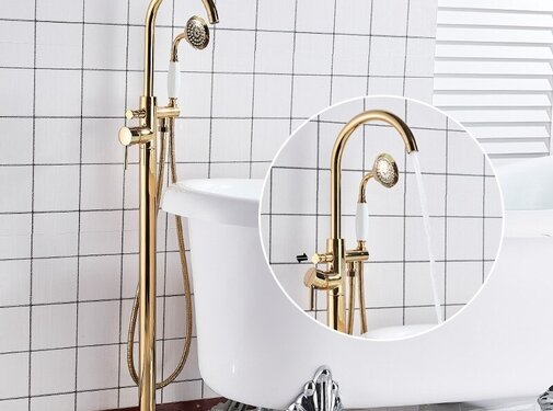 VALISA Vrijstaand Vloer Bad Mengkraan Met Handdouche Goud C