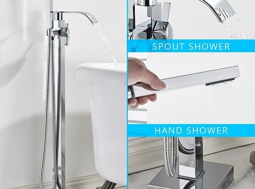 VALISA Robuuste vrijstaande badkraan set vloerstandaard Chroom A