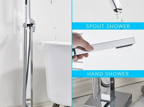 VALISA Robuuste vrijstaande badkraan set vloerstandaard Chroom F