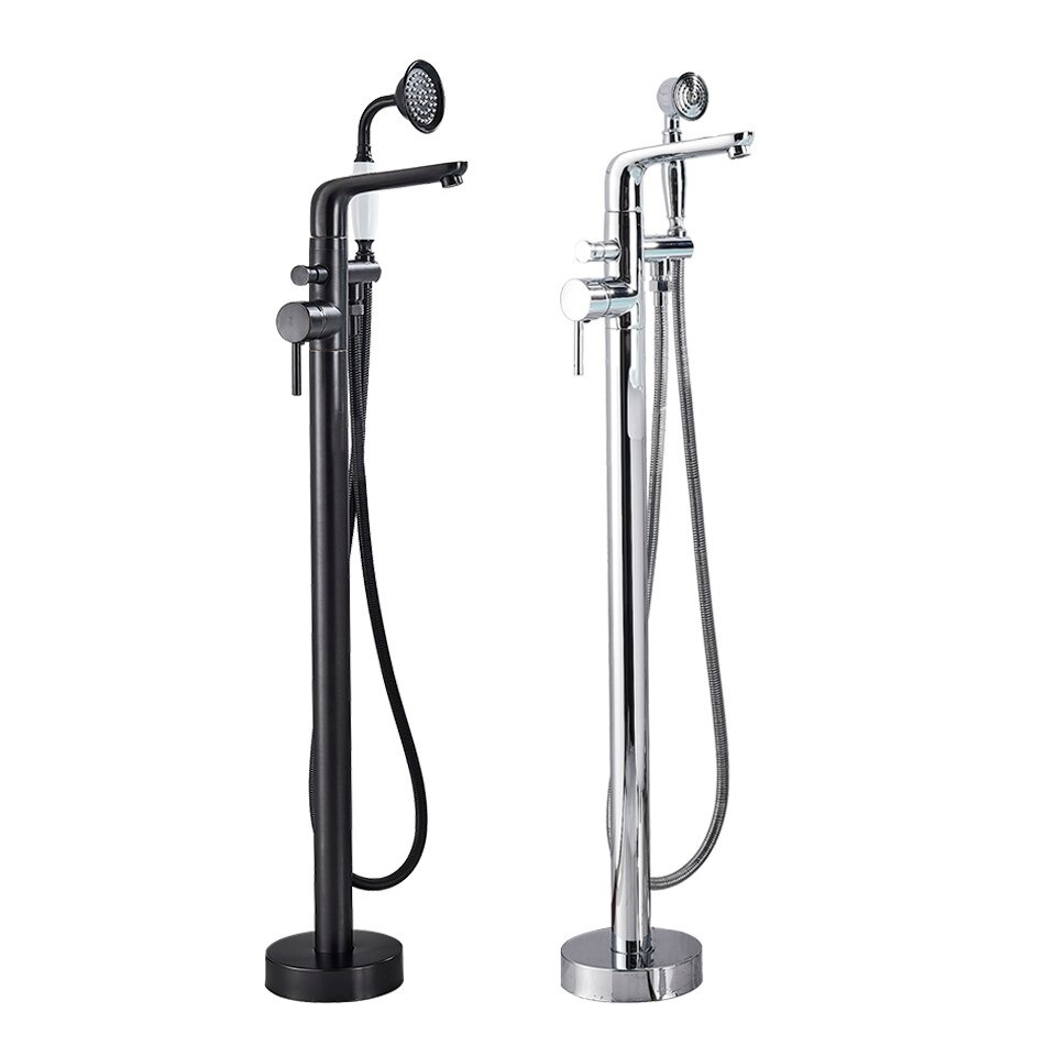 Shop nu deze Moderne vrijstaande badkraan met hand douche geborsteld nikkel op Valisa.nl