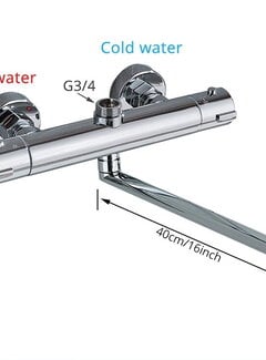 VALISA Thermostaat bad douche kraan chroom met uitloop 40cm