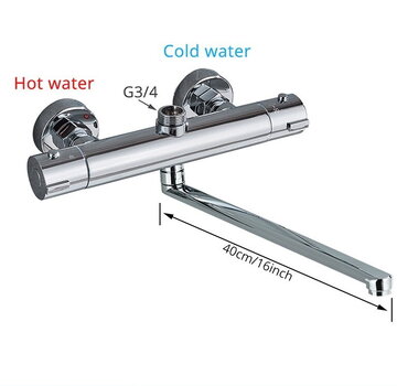 VALISA Thermostaat bad douche kraan chroom met uitloop 40cm