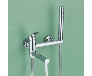 Klassieke badmengkraan met retro handdouche chroom Klassieke badmengkraan met retro handdouche chroom
