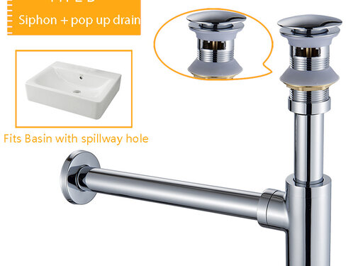 VALISA Afvoer set popup afvoer wand met sifon Chroom met overloop