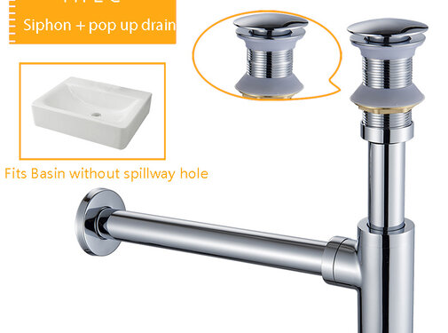 VALISA Afvoer set popup afvoer wand met sifon Chroom zonder overloop