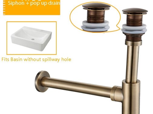 VALISA Afvoer set popup afvoer wand met sifon Antiek zonder overloop