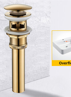 VALISA Pop-up massief messing wastafel afvoer korfplug gootsteen plugstop Goud met overloop A