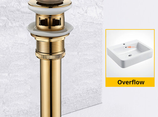 VALISA Pop-up massief messing wastafel afvoer korfplug gootsteen plugstop Goud met overloop A