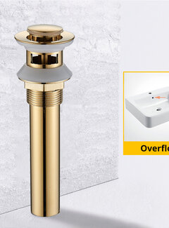 VALISA Pop-up massief messing wastafel afvoer korfplug gootsteen plugstop Goud met overloop B