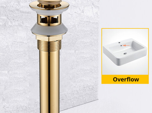 VALISA Pop-up massief messing wastafel afvoer korfplug gootsteen plugstop Goud met overloop B