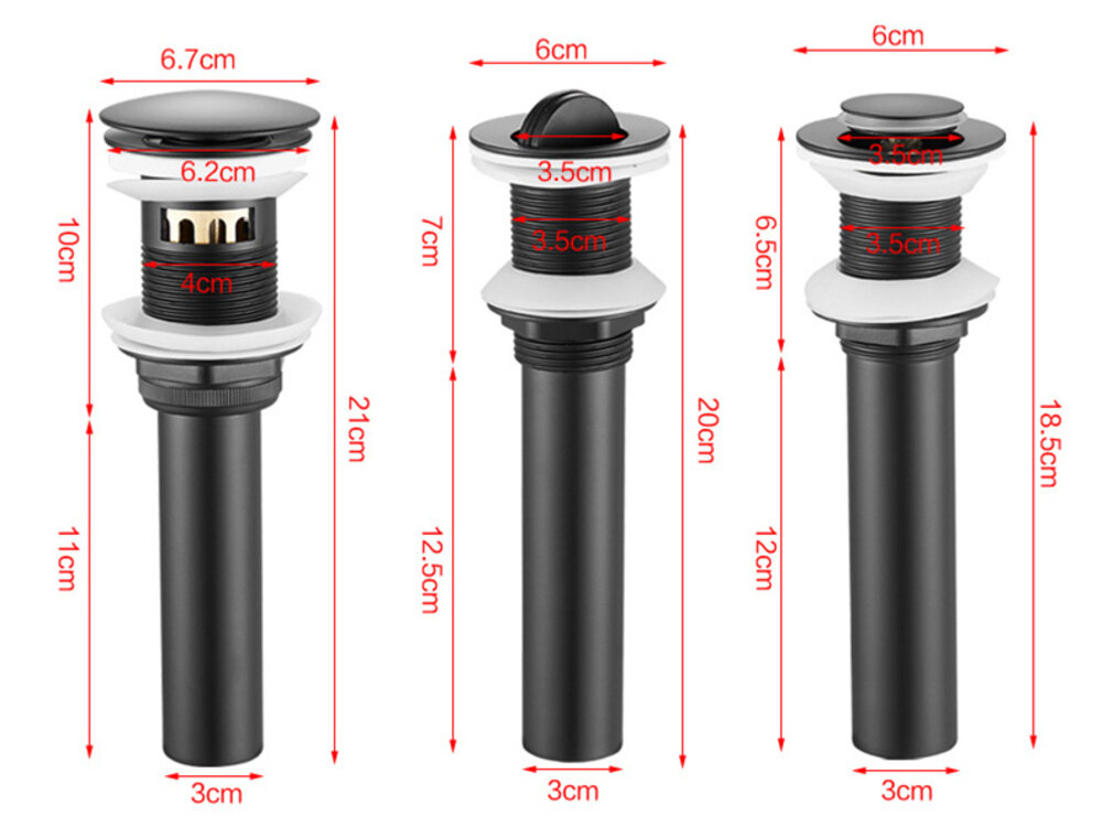 Design Afvoerplug Clickwaste met overloop Gun Metal 7,5 cm Marsaille - - Online Sanitairwinkel