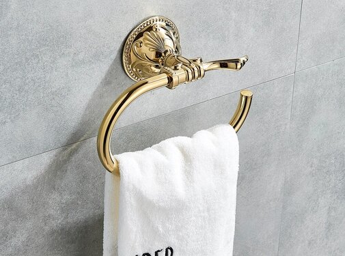 VALISA Luxe golden gepolijst badkamer handdoek ring