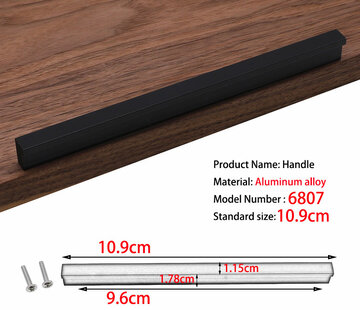 VALISA Design minimalistische meubel greep handvat kast lade handgrepen mat zwart 9.6cm
