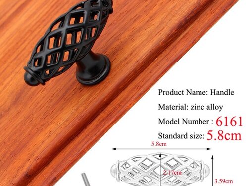 VALISA Retro Vogelkooi handvat kast knoppen lade garderobe kast antieke 6161A-Zwart