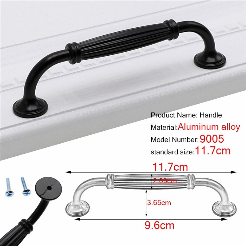 Shop nu deze Duurzame zwarte aluminium deurklink keukenkast kast lade knoppen voor meubelbeslag 9005-11.7cm op Valisa.nl