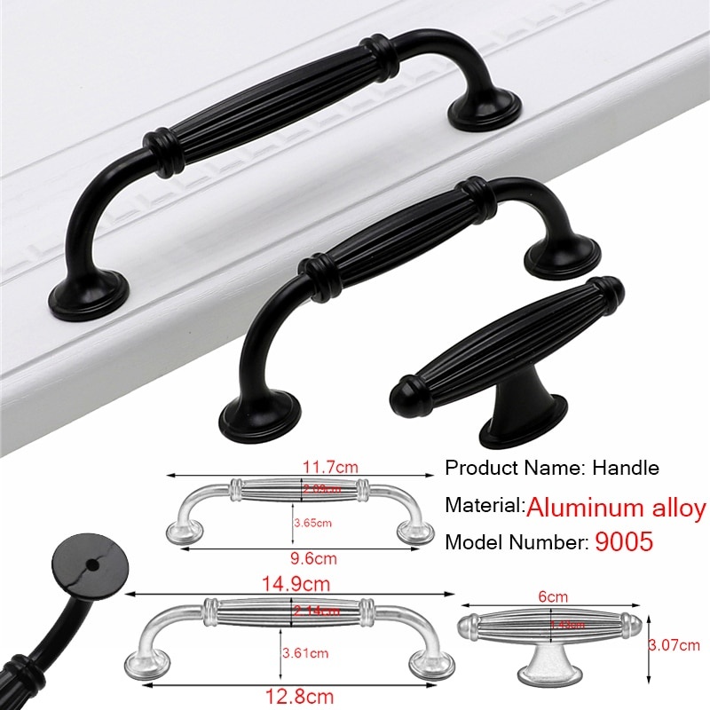 Shop nu deze Duurzame zwarte aluminium deurklink keukenkast kast lade knoppen voor meubelbeslag 9005-11.7cm op Valisa.nl
