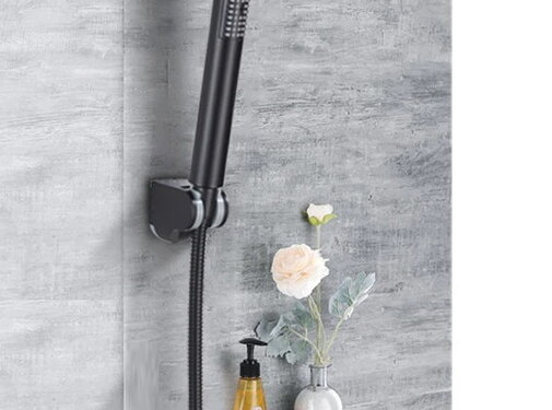 VALISA Zwarte handdouche set met houder en slang opbouw wandmontage