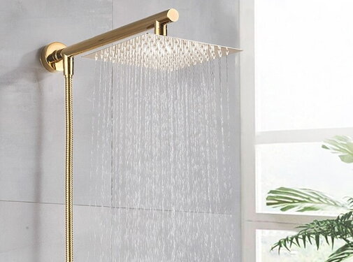 VALISA Regendouche met wand arm en 150cm doucheslang goud 20cm