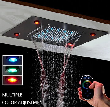 VALISA Luxe inbouw RGB LED Regen douche met Waterval Zwart