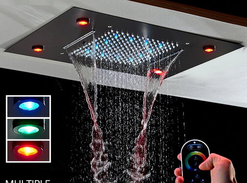 VALISA Luxe inbouw RGB LED Regen douche met Waterval Zwart