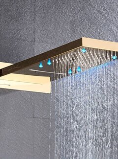 VALISA Regenval waterval regendouche kop messing goud gepolijst met LED