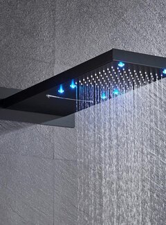 VALISA Regenval waterval regendouche kop messing zwart met LED