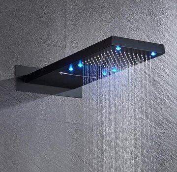 VALISA Regenval waterval regendouche kop messing zwart met LED