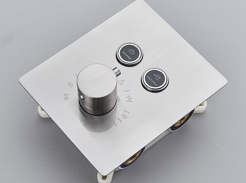 VALISA Luxe inbouw douche thermostaat kraan met druk knoppen 2weg geborsteld nikkel