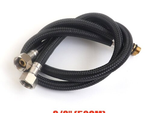 VALISA Flexibele sanitair aansluitslang 50CM 3/8 inch zwart nylon warm en koud water