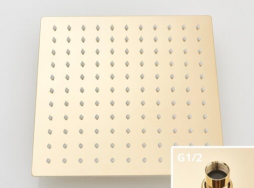 VALISA Regendouch kop vierkant 20 x 20cm gepolijst goud