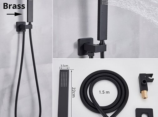 VALISA Luxe inbouw handdouche waterbesparende handdouchekop zwart messing B