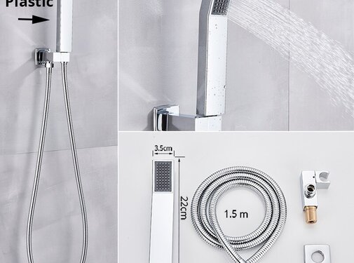 VALISA Luxe inbouw handdouche waterbesparende handdouchekop zwart messing  chroom ABS B