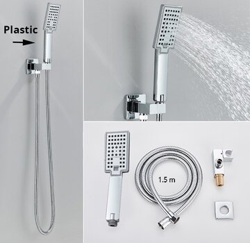 VALISA Luxe inbouw handdouche waterbesparende handdouchekop zwart messing chroom ABS C