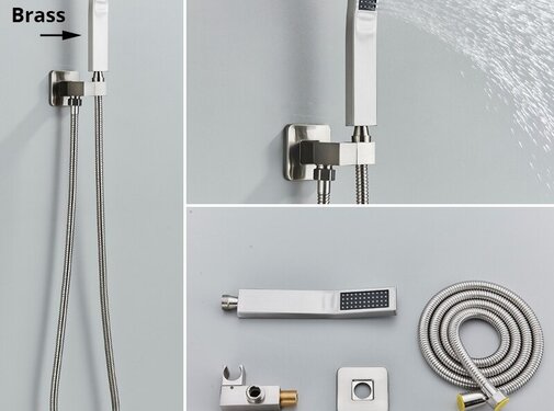 VALISA Luxe inbouw handdouche waterbesparende handdouchekop messing nikkel messing B